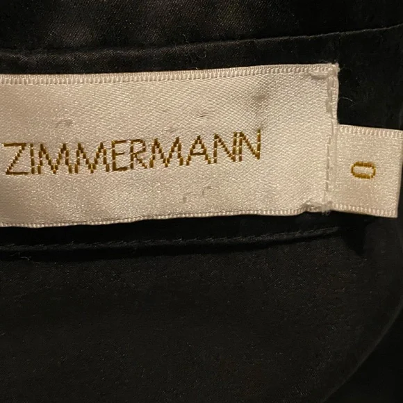 ZIMMERMAN BLACK SILK RUFFLE LONG DRESS ASYMMETRICAL WITH BELT SIZE 0 - Picture 12 of 13